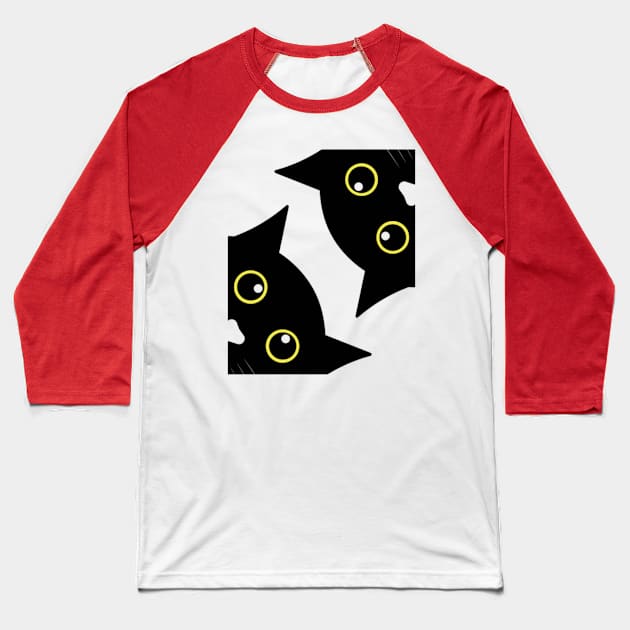 TWO BLACK CATS HAVING FUN Baseball T-Shirt by KutieKoot T's